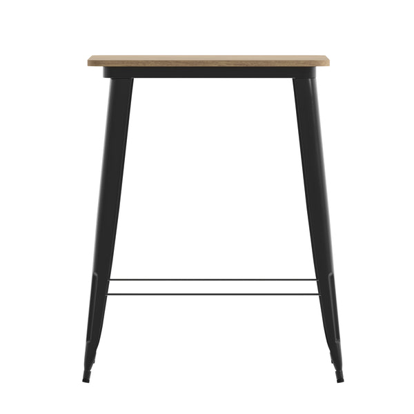 Brown/Black |#| 31.5inch SQ Commercial Poly Bar Top Restaurant Table with Steel Frame-Brown/Black