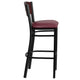 Mahogany Wood Back/Burgundy Vinyl Seat/Black Metal Frame |#| Black 4 Square Back Metal Barstool - Mahogany Wood Back, Burgundy Vinyl Seat