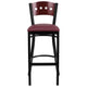 Mahogany Wood Back/Burgundy Vinyl Seat/Black Metal Frame |#| Black 4 Square Back Metal Barstool - Mahogany Wood Back, Burgundy Vinyl Seat