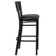 Mahogany Wood Back/Black Vinyl Seat/Black Metal Frame |#| Black 4 Square Back Metal Barstool - Mahogany Wood Back, Black Vinyl Seat