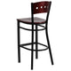 Mahogany Wood Back/Mahogany Wood Seat/Black Metal Frame |#| Black 4 Square Back Metal Restaurant Barstool - Mahogany Wood Back & Seat