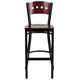 Mahogany Wood Back/Mahogany Wood Seat/Black Metal Frame |#| Black 4 Square Back Metal Restaurant Barstool - Mahogany Wood Back & Seat