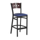 Mahogany Wood Back/Blue Vinyl Seat/Black Metal Frame |#| Black 4 Square Back Metal Barstool - Mahogany Wood Back, Blue Vinyl Seat
