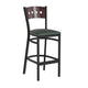 Mahogany Wood Back/Green Vinyl Seat/Black Metal Frame |#| Black 4 Square Back Metal Barstool - Mahogany Wood Back, Green Vinyl Seat