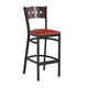 Mahogany Wood Back/Red Vinyl Seat/Black Metal Frame |#| Black 4 Square Back Metal Barstool - Mahogany Wood Back, Red Vinyl Seat