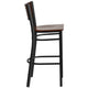 Walnut Wood Back/Walnut Wood Seat/Black Metal Frame |#| Black Slat Back Metal Restaurant Barstool - Walnut Wood Back & Seat