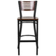 Walnut Wood Back/Walnut Wood Seat/Black Metal Frame |#| Black Slat Back Metal Restaurant Barstool - Walnut Wood Back & Seat