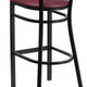 Mahogany Wood Back/Burgundy Vinyl Seat/Black Metal Frame |#| Black Slat Back Metal Restaurant Barstool - Mahogany Wood Back, Burg Vinyl Seat