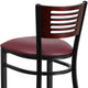 Mahogany Wood Back/Burgundy Vinyl Seat/Black Metal Frame |#| Black Slat Back Metal Restaurant Barstool - Mahogany Wood Back, Burg Vinyl Seat