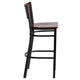 Mahogany Wood Back/Mahogany Wood Seat/Black Metal Frame |#| Black Slat Back Metal Restaurant Barstool - Mahogany Wood Back & Seat