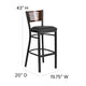 Walnut Wood Back/Black Vinyl Seat/Black Metal Frame |#| Black Slat Back Metal Restaurant Barstool - Walnut Wood Back, Black Vinyl Seat