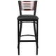 Walnut Wood Back/Black Vinyl Seat/Black Metal Frame |#| Black Slat Back Metal Restaurant Barstool - Walnut Wood Back, Black Vinyl Seat