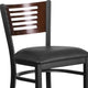 Walnut Wood Back/Black Vinyl Seat/Black Metal Frame |#| Black Slat Back Metal Restaurant Barstool - Walnut Wood Back, Black Vinyl Seat