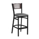 Walnut Wood Back/Gray Vinyl Seat/Black Metal Frame |#| Black Slat Back Metal Restaurant Barstool - Walnut Back, Gray Vinyl Seat