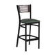 Walnut Wood Back/Green Vinyl Seat/Black Metal Frame |#| Black Slat Back Metal Restaurant Barstool - Walnut Back, Green Vinyl Seat