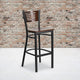 Walnut Wood Back/Walnut Wood Seat/Black Metal Frame |#| Black Slat Back Metal Restaurant Barstool - Walnut Wood Back & Seat