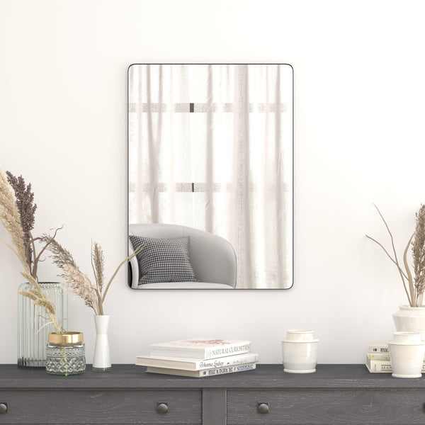 22"W x 30"L |#| Horizontal or Vertical Accent Wall Mount Mirror with Black Metal Frame-22" x 30"