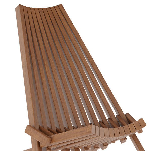 Brown |#| Commercial Indoor/Outdoor Low Profile Acacia Wood Patio Folding Chair in Brown