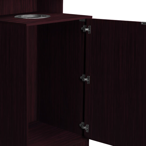 Mahogany |#| Commercial Grade 32 Gallon Wood Tray Top Trash Enclosure with Drop Hole-Mahogany