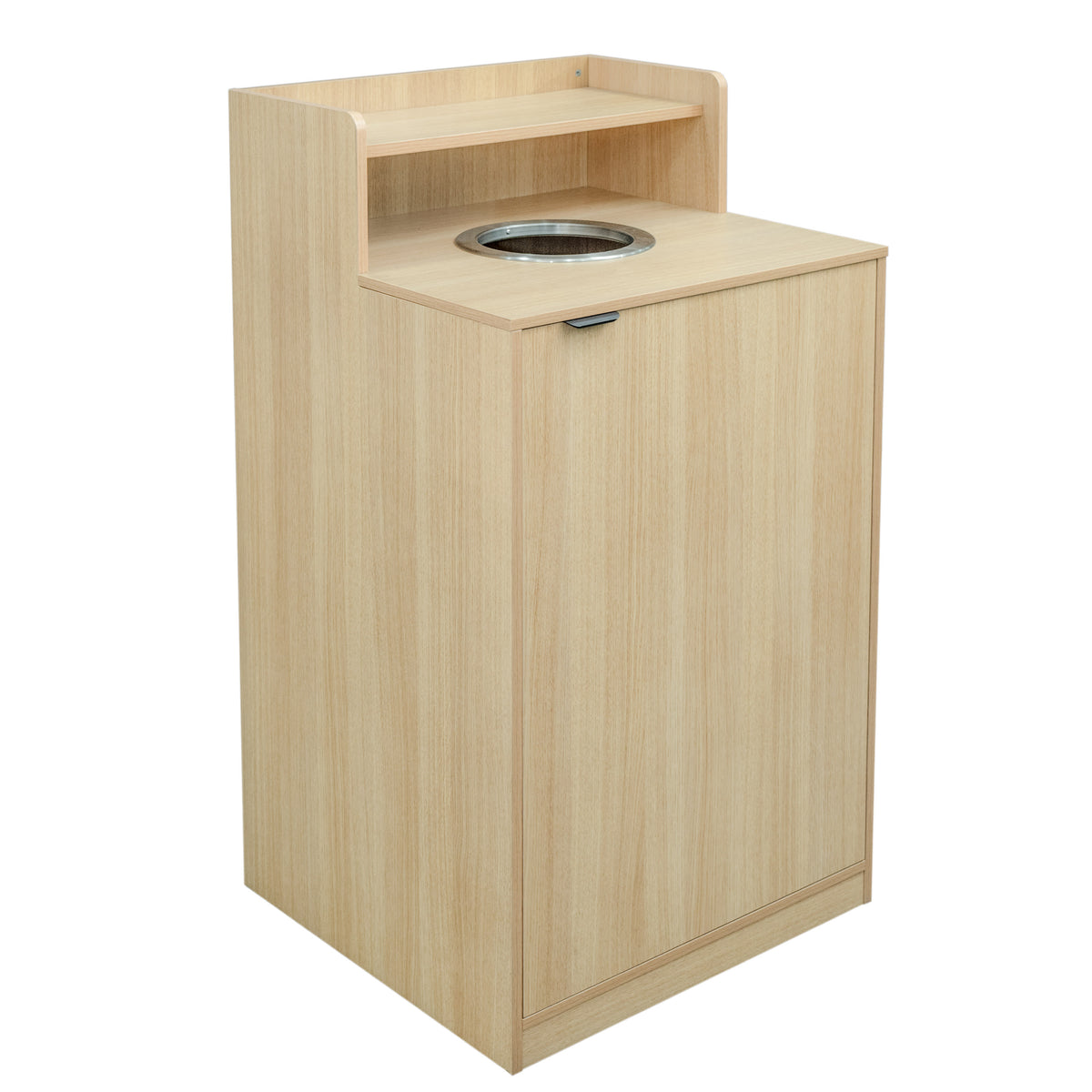 Oak |#| Commercial Grade 32 Gallon Wood Tray Top Trash Enclosure with Drop Hole-Oak