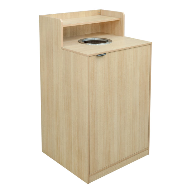 Oak |#| Commercial Grade 32 Gallon Wood Tray Top Trash Enclosure with Drop Hole-Oak