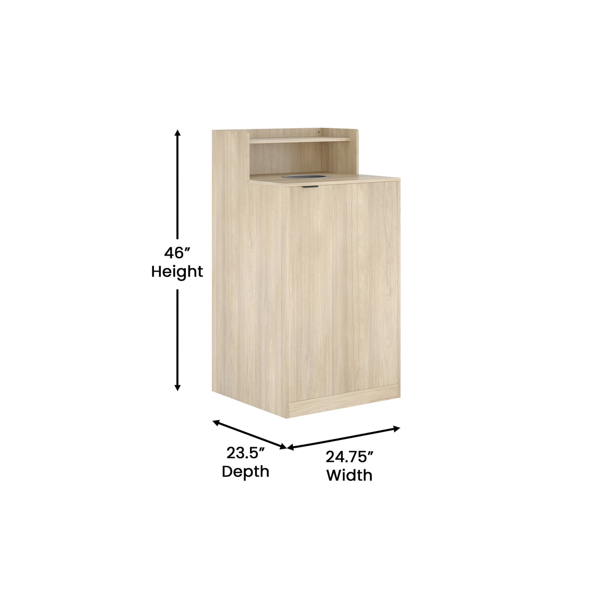 Oak |#| Commercial Grade 32 Gallon Wood Tray Top Trash Enclosure with Drop Hole-Oak