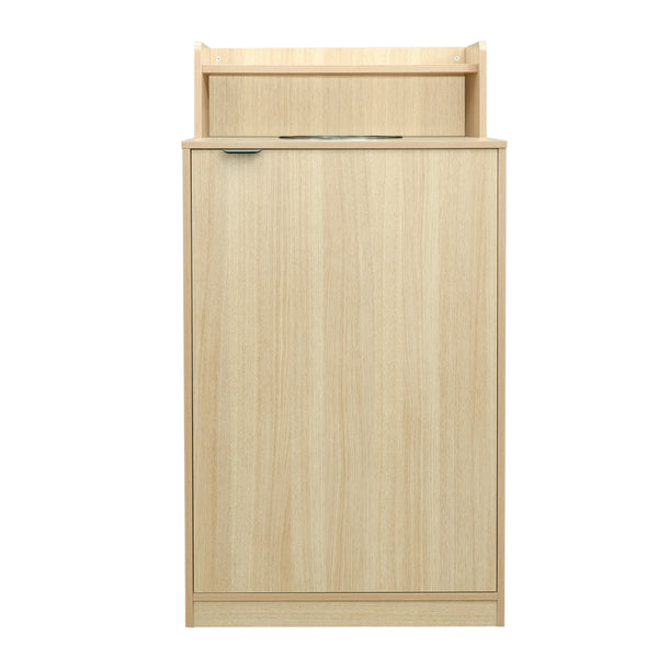 Oak |#| Commercial Grade 32 Gallon Wood Tray Top Trash Enclosure with Drop Hole-Oak