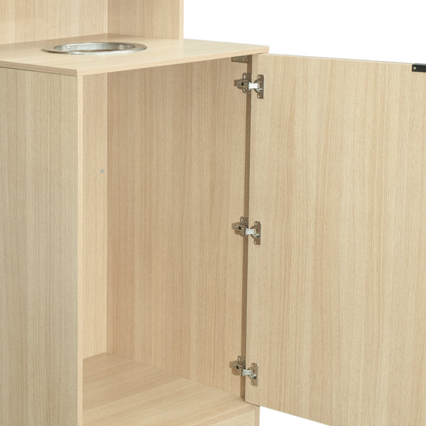 Oak |#| Commercial Grade 32 Gallon Wood Tray Top Trash Enclosure with Drop Hole-Oak