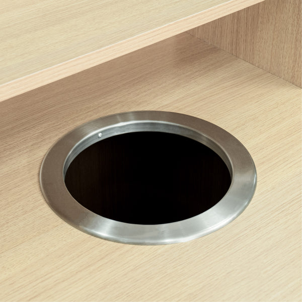 Oak |#| Commercial Grade 32 Gallon Wood Tray Top Trash Enclosure with Drop Hole-Oak