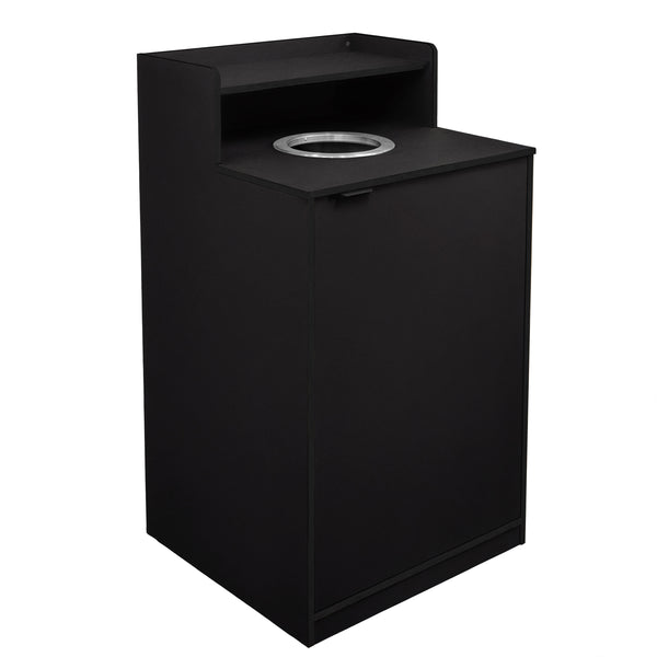 Black |#| Commercial Grade 32 Gallon Wood Tray Top Trash Enclosure with Drop Hole-Black