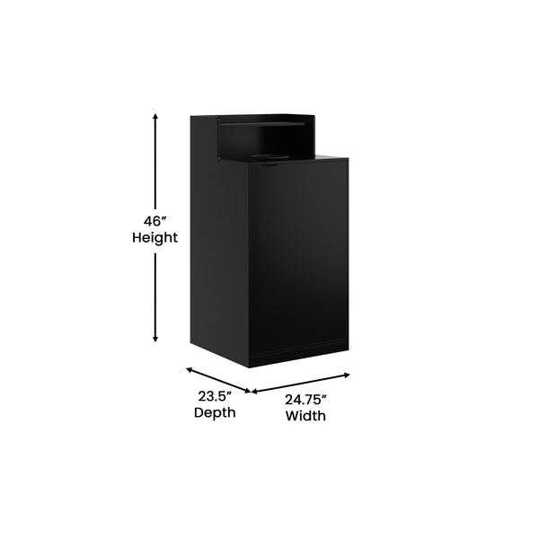 Black |#| Commercial Grade 32 Gallon Wood Tray Top Trash Enclosure with Drop Hole-Black