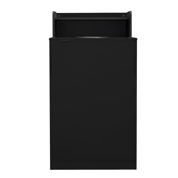 Black |#| Commercial Grade 32 Gallon Wood Tray Top Trash Enclosure with Drop Hole-Black