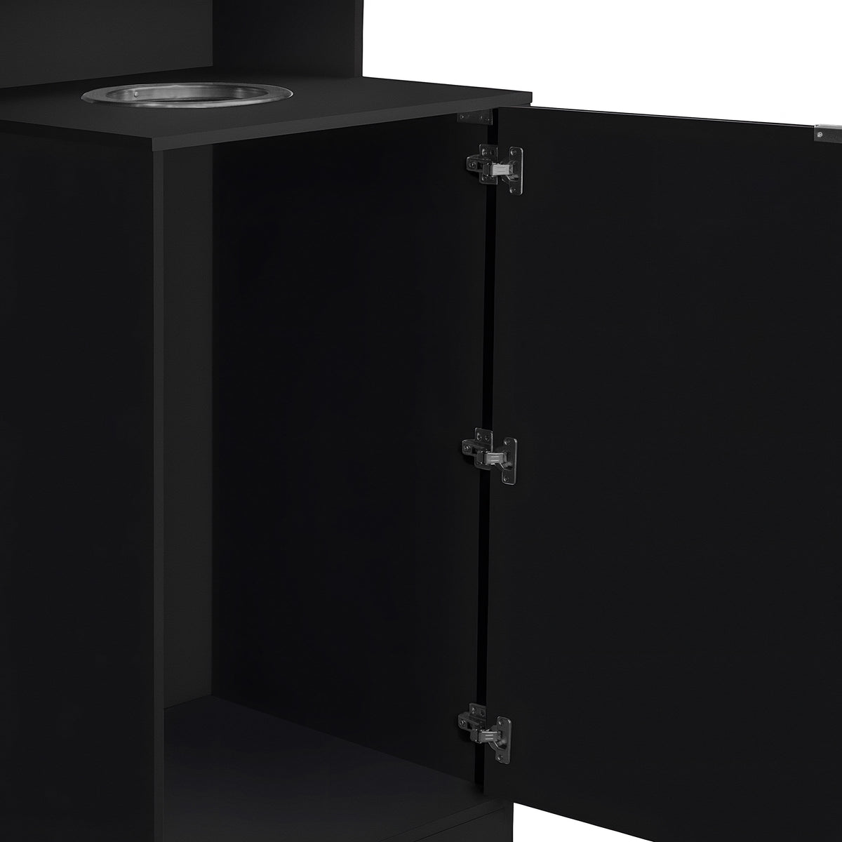 Black |#| Commercial Grade 32 Gallon Wood Tray Top Trash Enclosure with Drop Hole-Black