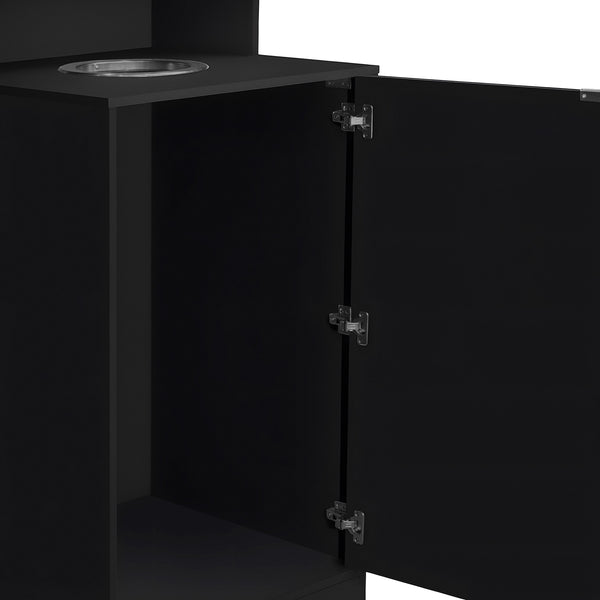Black |#| Commercial Grade 32 Gallon Wood Tray Top Trash Enclosure with Drop Hole-Black