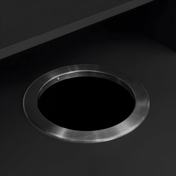 Black |#| Commercial Grade 32 Gallon Wood Tray Top Trash Enclosure with Drop Hole-Black