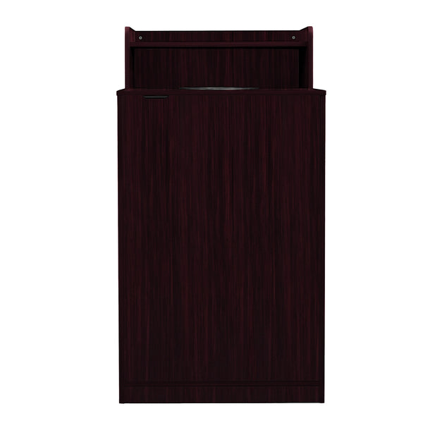 Mahogany |#| Commercial Grade 32 Gallon Wood Tray Top Trash Enclosure with Drop Hole-Mahogany