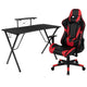 Red |#| Black/Red Reclining Gaming Chair with Footrest & Black Desk with Monitor Stand