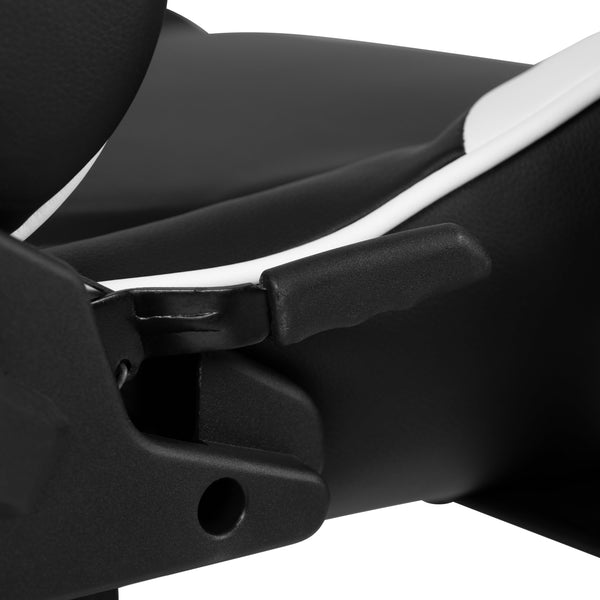 Black |#| Black/White Reclining Gaming Chair with Footrest & Black Desk with Monitor Stand
