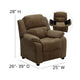 Brown Microfiber |#| Deluxe Padded Contemporary Brown Microfiber Kids Recliner with Storage Arms