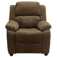 Brown Microfiber |#| Deluxe Padded Contemporary Brown Microfiber Kids Recliner with Storage Arms