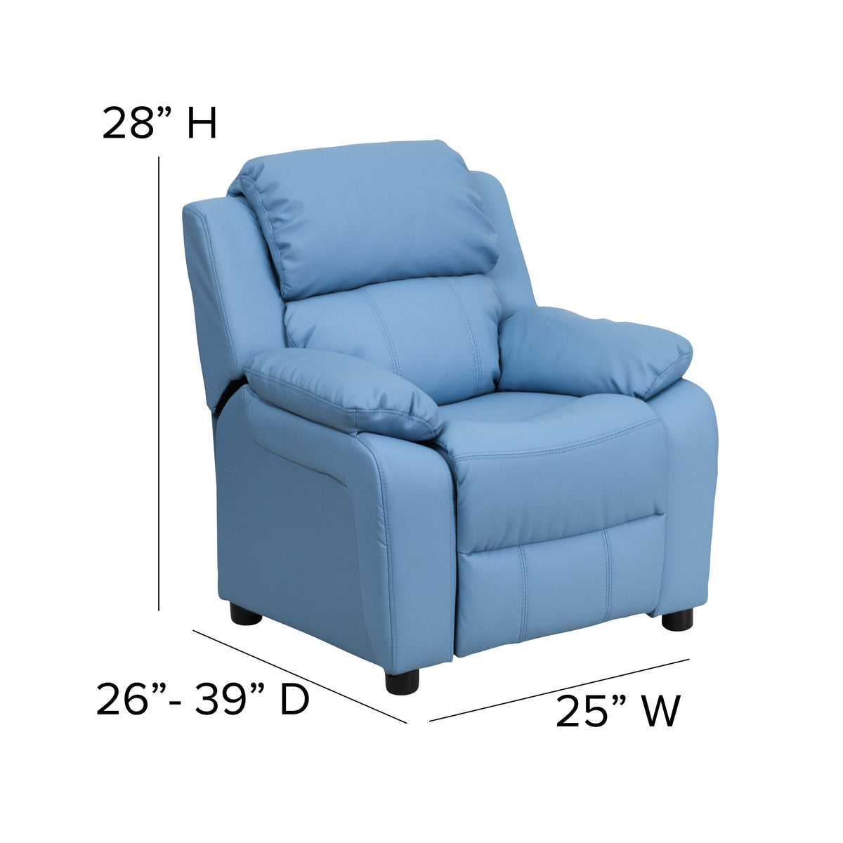 Lavender Vinyl |#| Deluxe Padded Contemporary Lavender Vinyl Kids Recliner with Storage Arms