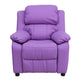 Lavender Vinyl |#| Deluxe Padded Contemporary Lavender Vinyl Kids Recliner with Storage Arms