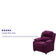 Purple Microfiber |#| Deluxe Padded Contemporary Purple Microfiber Kids Recliner with Storage Arms