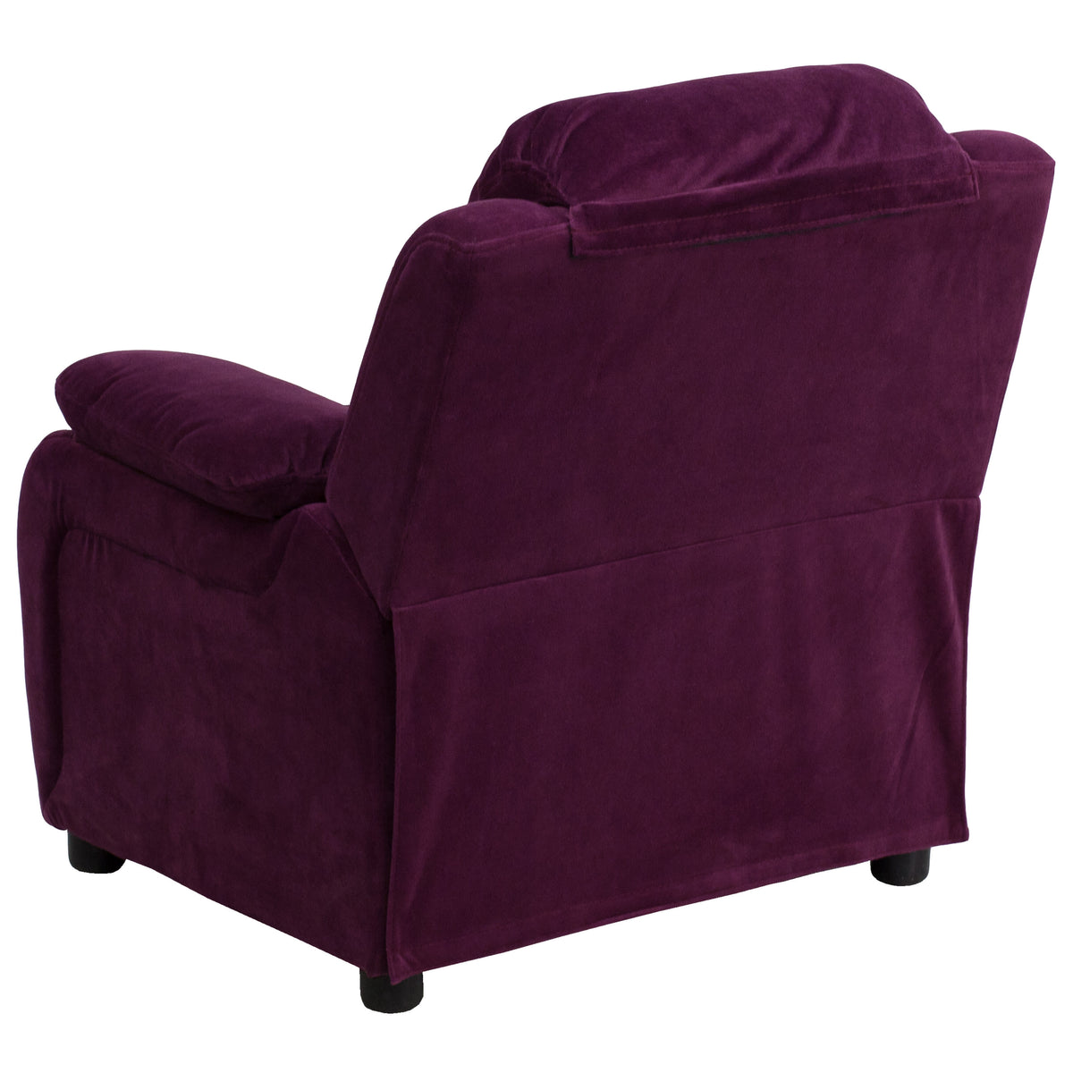 Purple Microfiber |#| Deluxe Padded Contemporary Purple Microfiber Kids Recliner with Storage Arms