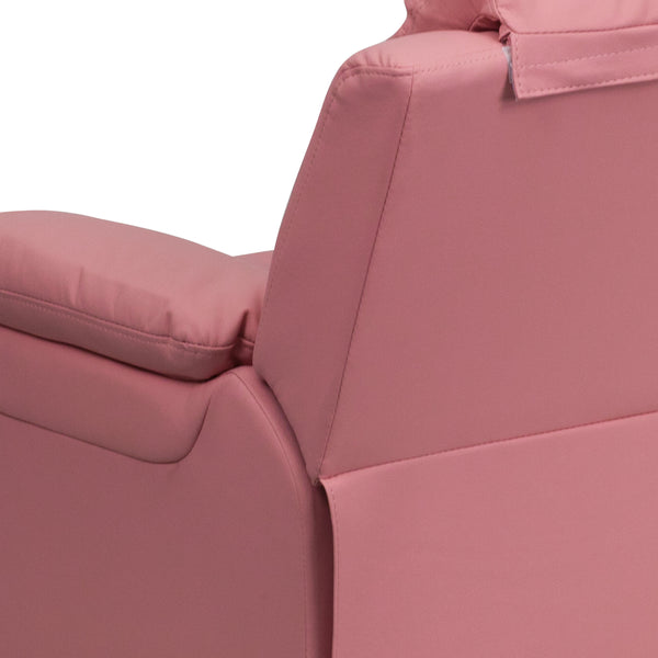 Purple Vinyl |#| Deluxe Padded Contemporary Purple Vinyl Kids Recliner with Storage Arms
