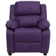 Purple Vinyl |#| Deluxe Padded Contemporary Purple Vinyl Kids Recliner with Storage Arms