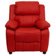 Red Vinyl |#| Deluxe Padded Contemporary Red Vinyl Kids Recliner with Storage Arms