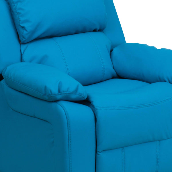 Hot Pink Vinyl |#| Deluxe Padded Contemporary Hot Pink Vinyl Kids Recliner with Storage Arms