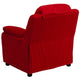Red Microfiber |#| Deluxe Padded Contemporary Red Microfiber Kids Recliner with Storage Arms