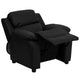 Black LeatherSoft |#| Deluxe Padded Contemporary Black LeatherSoft Kids Recliner with Storage Arms